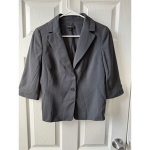 Ann Taylor Blazer Size 4 Women's Gray 2 Button Front Half Sleeve Wool Silk